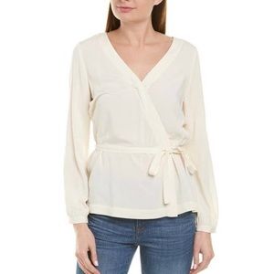NWT J.Crew Mercantile Cream Faux Wrap Top Blouse 0